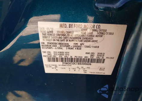 2011 Ford Flex Limited z USA, uszkodzony, nr VIN 2FMGK5DC1BBD00606